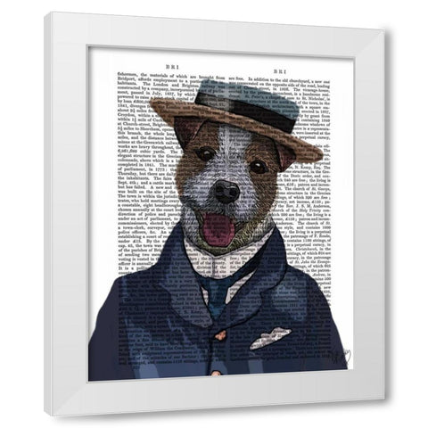Jack Russell in Boater White Modern Wood Framed Art Print by Fab Funky