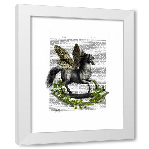 Rocking Horse Fly White Modern Wood Framed Art Print by Fab Funky