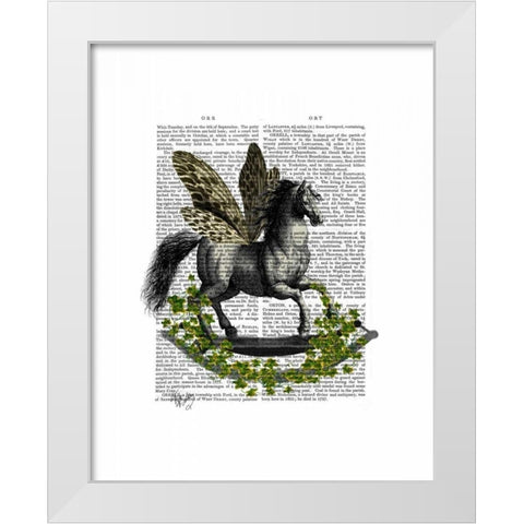 Rocking Horse Fly White Modern Wood Framed Art Print by Fab Funky