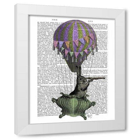 Navigating Rabbit White Modern Wood Framed Art Print by Fab Funky