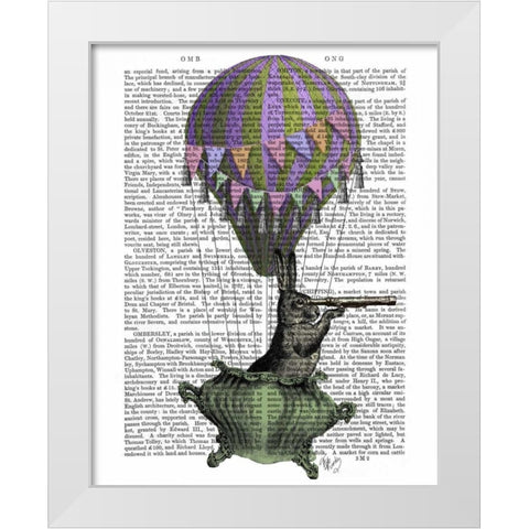 Navigating Rabbit White Modern Wood Framed Art Print by Fab Funky