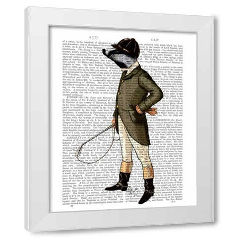 Badger The Rider Full White Modern Wood Framed Art Print by Fab Funky