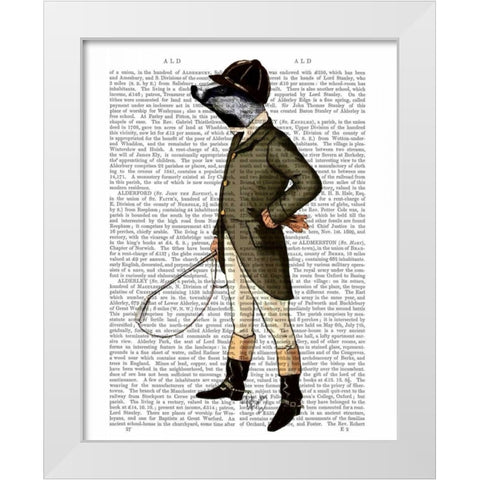 Badger The Rider Full White Modern Wood Framed Art Print by Fab Funky