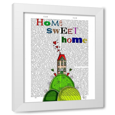 Home Sweet Home Illustration White Modern Wood Framed Art Print by Fab Funky