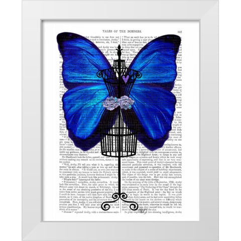 Mannequin Blue Butterfly White Modern Wood Framed Art Print by Fab Funky