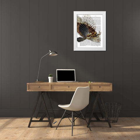 Vintage Spiky Fish White Modern Wood Framed Art Print by Fab Funky