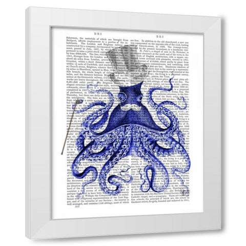 Octopus About Town White Modern Wood Framed Art Print by Fab Funky