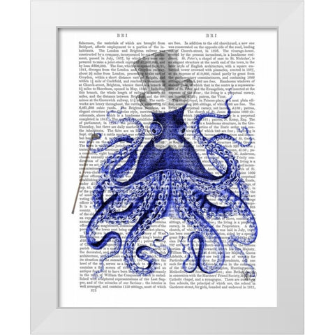 Octopus About Town White Modern Wood Framed Art Print by Fab Funky