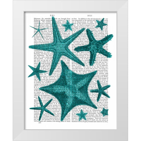 Green Starfish Collection White Modern Wood Framed Art Print by Fab Funky