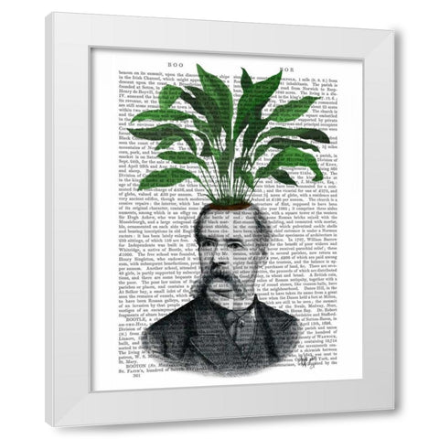 Aspidistra Head Plant Head White Modern Wood Framed Art Print by Fab Funky