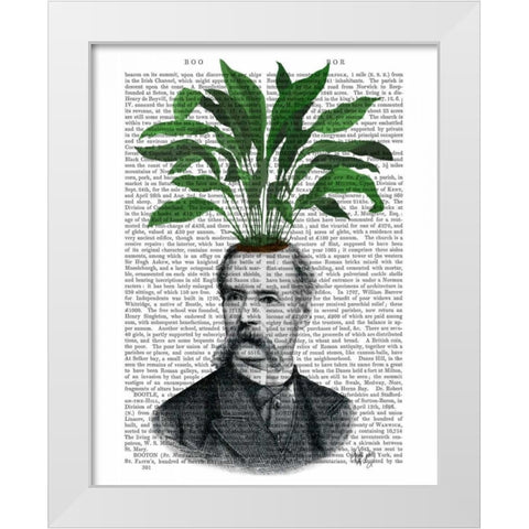 Aspidistra Head Plant Head White Modern Wood Framed Art Print by Fab Funky