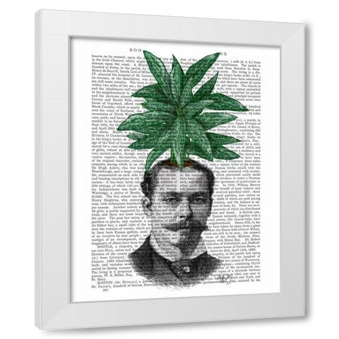Chinese Evergreen Head Plant Head White Modern Wood Framed Art Print by Fab Funky