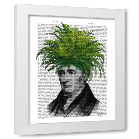 Fern Head Plant Head White Modern Wood Framed Art Print by Fab Funky