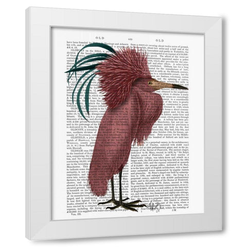 Crested Marsala Bird White Modern Wood Framed Art Print by Fab Funky