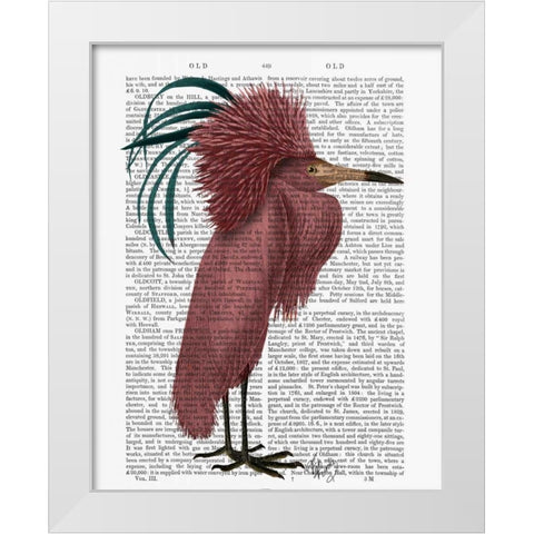 Crested Marsala Bird White Modern Wood Framed Art Print by Fab Funky