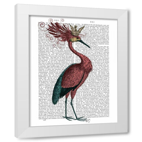 Crowed Marsala Heron White Modern Wood Framed Art Print by Fab Funky