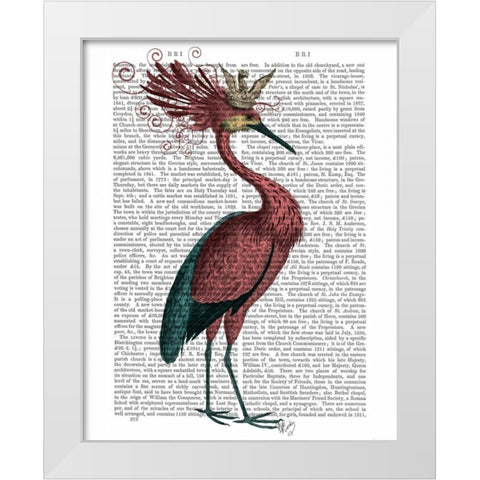 Crowed Marsala Heron White Modern Wood Framed Art Print by Fab Funky