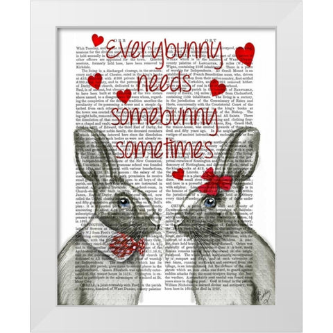 Everybunny White Modern Wood Framed Art Print by Fab Funky