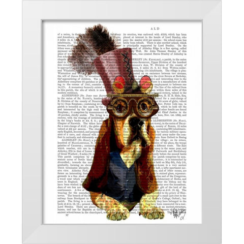 Basset Hound Steampunk Top Hat Goggles White Modern Wood Framed Art Print by Fab Funky