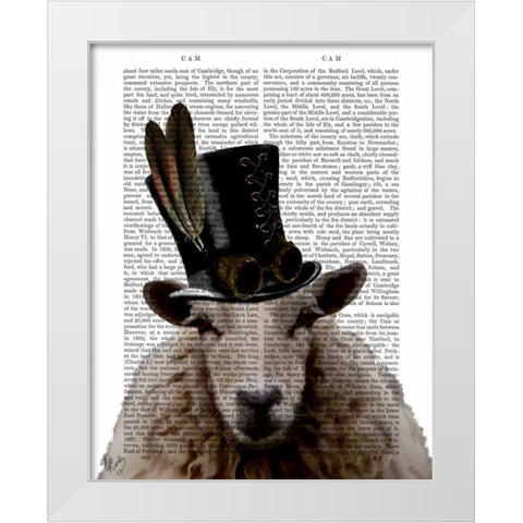 Steampunk Sheep White Modern Wood Framed Art Print by Fab Funky