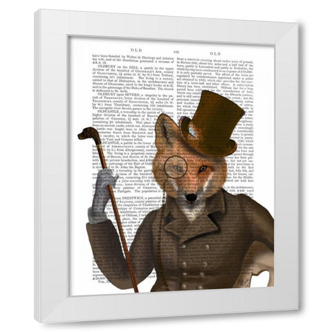 The Bounder Fox Print White Modern Wood Framed Art Print by Fab Funky