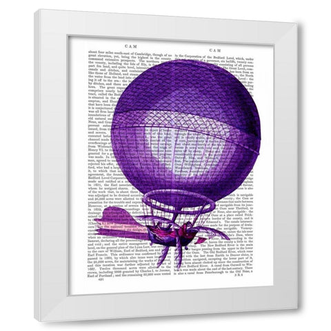 Blanchards Hydrogen (Purple) Hot Air Balloon White Modern Wood Framed Art Print by Fab Funky