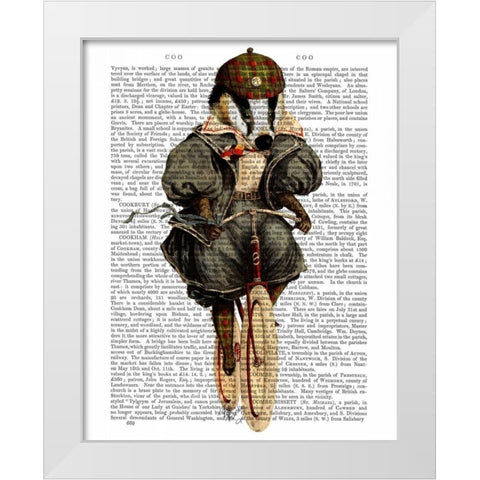 Badger on Vintage Bicycle White Modern Wood Framed Art Print by Fab Funky