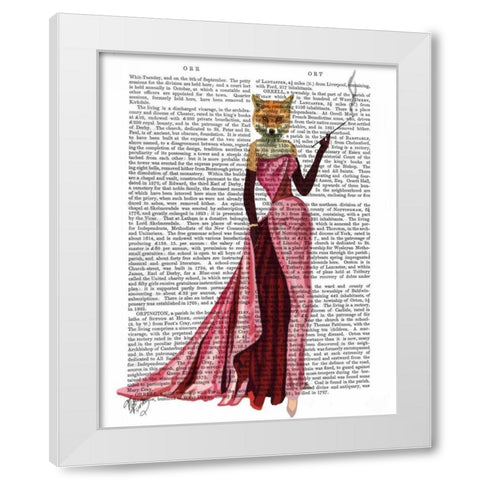 Glamour Fox in Pink White Modern Wood Framed Art Print by Fab Funky