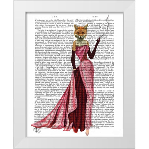 Glamour Fox in Pink White Modern Wood Framed Art Print by Fab Funky