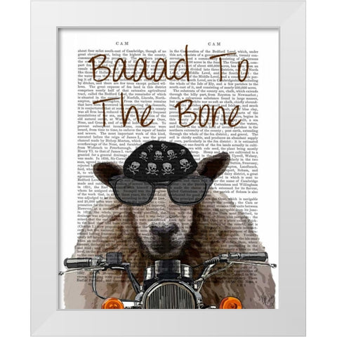 Baaad To the Bone White Modern Wood Framed Art Print by Fab Funky