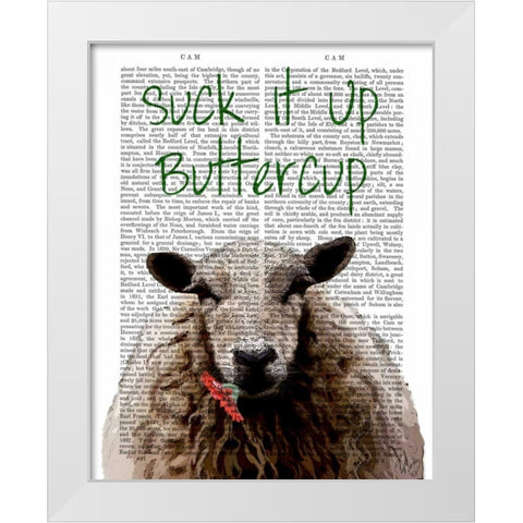 Suck It Up Buttercup White Modern Wood Framed Art Print by Fab Funky