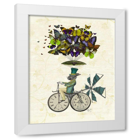 Time Flies Rabbit White Modern Wood Framed Art Print by Fab Funky