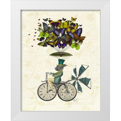 Time Flies Rabbit White Modern Wood Framed Art Print by Fab Funky