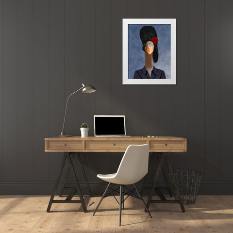 Amy Winehouse Goose White Modern Wood Framed Art Print by Fab Funky