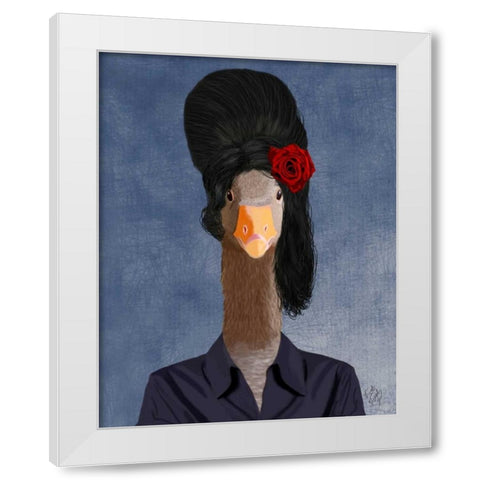 Amy Winehouse Goose White Modern Wood Framed Art Print by Fab Funky