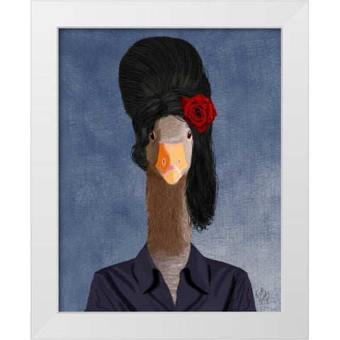 Amy Winehouse Goose White Modern Wood Framed Art Print by Fab Funky