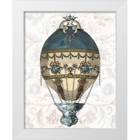 Baroque Balloon Blue and Cream White Modern Wood Framed Art Print by Fab Funky