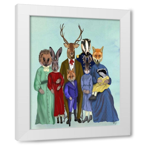 Woodland Family White Modern Wood Framed Art Print by Fab Funky