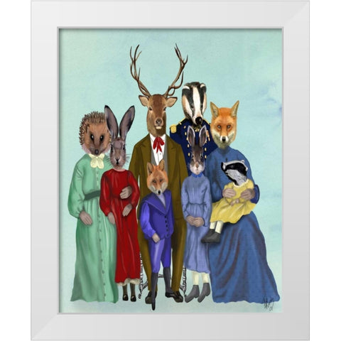 Woodland Family White Modern Wood Framed Art Print by Fab Funky