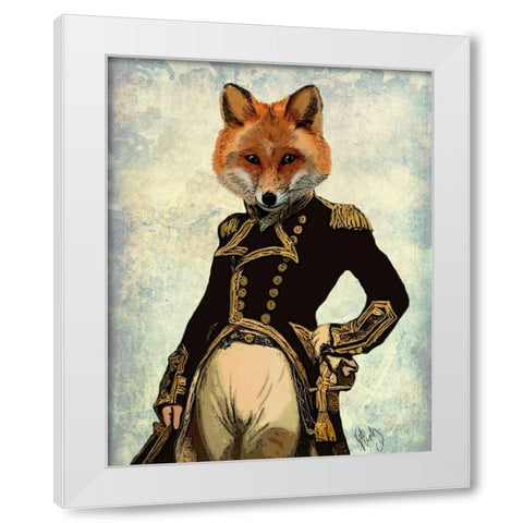 Admiral Fox Full White Modern Wood Framed Art Print by Fab Funky