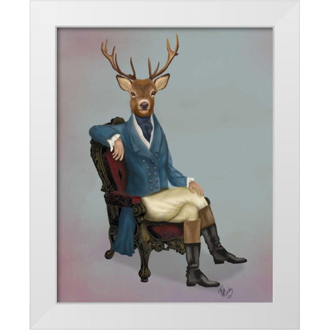 Distinguished Deer Full White Modern Wood Framed Art Print by Fab Funky