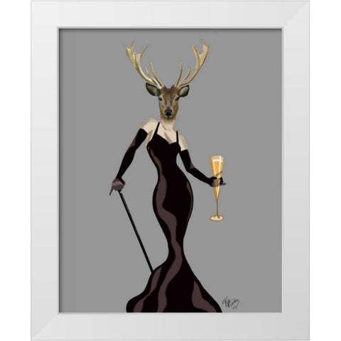 Glamour Deer in Black White Modern Wood Framed Art Print by Fab Funky