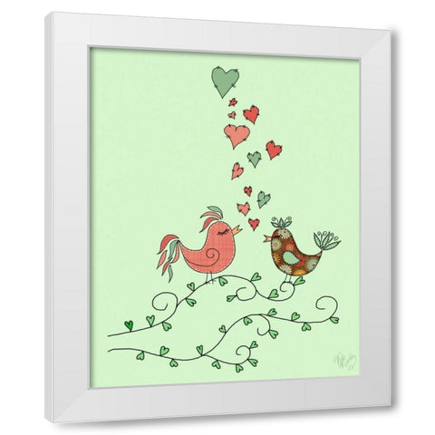 Love Birds White Modern Wood Framed Art Print by Fab Funky