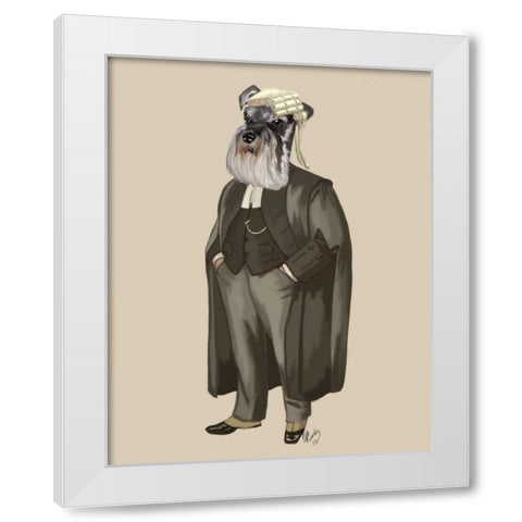 Schnauzer Lawyer White Modern Wood Framed Art Print by Fab Funky