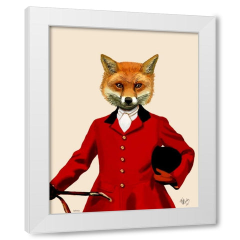 Fox Hunter 2 Portrait White Modern Wood Framed Art Print by Fab Funky