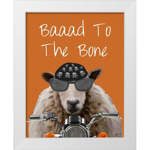 Baaad To the Bone White Modern Wood Framed Art Print by Fab Funky