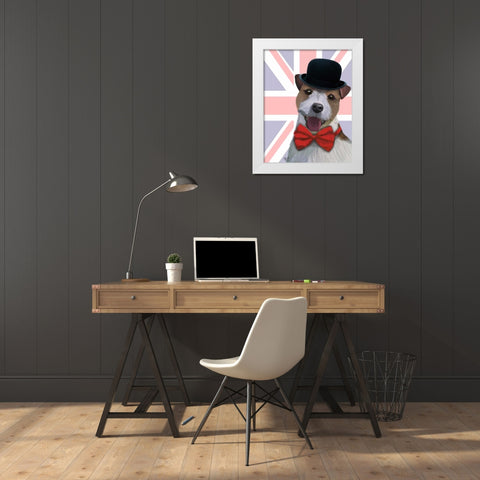 Union Jack Jack Russell White Modern Wood Framed Art Print by Fab Funky