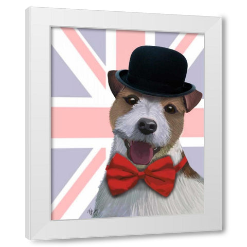 Union Jack Jack Russell White Modern Wood Framed Art Print by Fab Funky