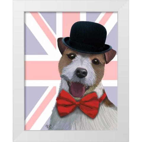 Union Jack Jack Russell White Modern Wood Framed Art Print by Fab Funky