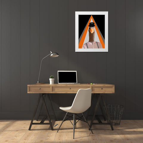 Clockwork Orange Goose White Modern Wood Framed Art Print by Fab Funky